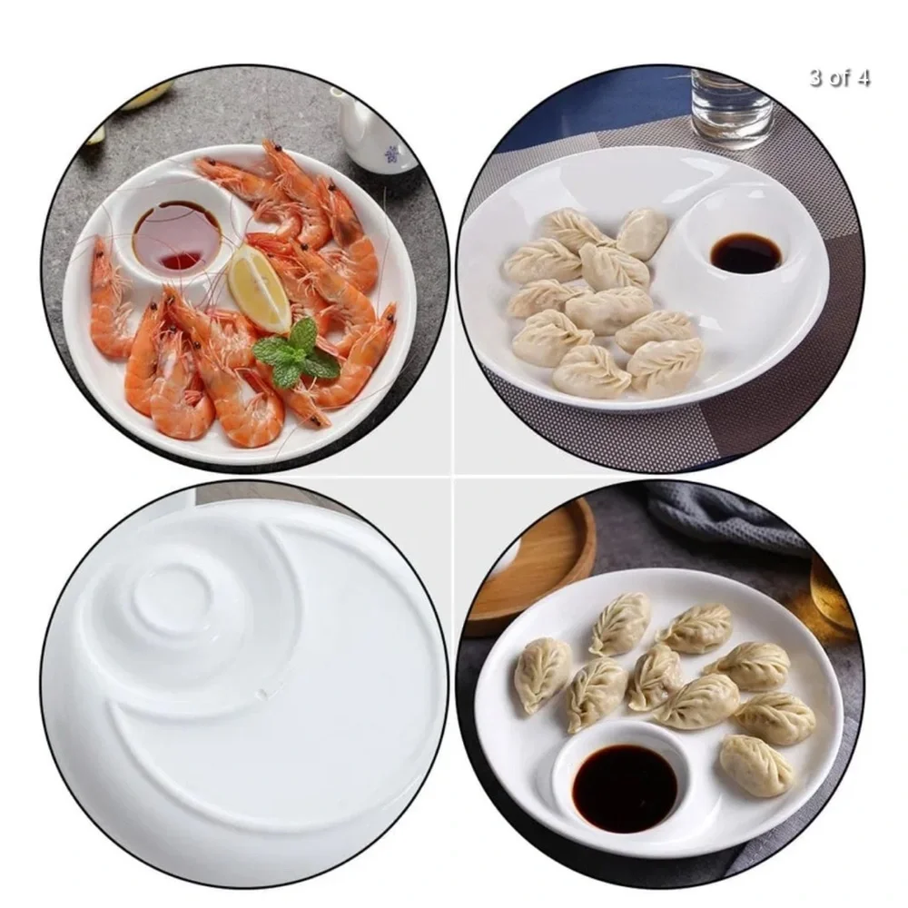 IKEA 12” White Plastic Round Chips & Dip Serving Plate Platter Dish